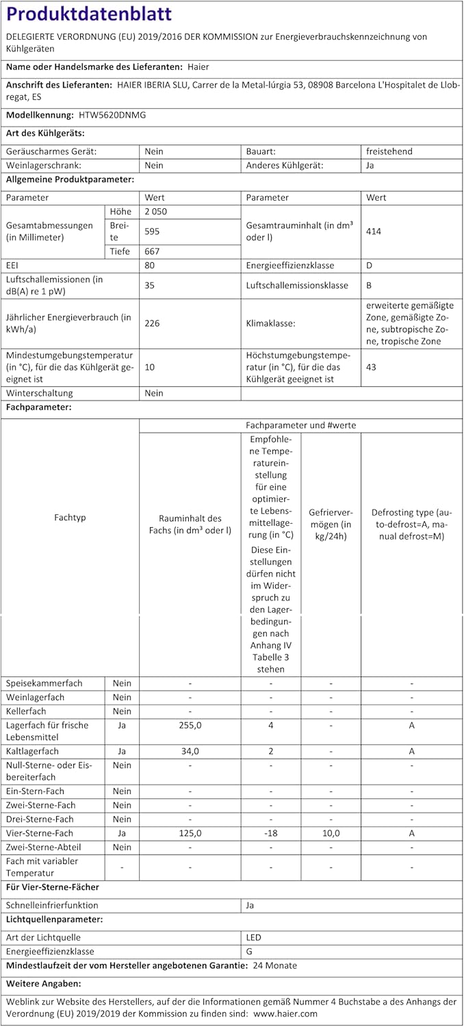 2026 HAIER Réfrigérateur congélateur bas HTW5620DNMG