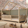 2026 Lit cabane Crazy Pine Crazy House avec tiroirs 190 x 90 cm &ndash; Lit enfant en bois naturel avec barri&egrave;re &ndash; Lit Montessori au sol avec rangement suppl&eacute;mentaire et barri&egrave;re amovible