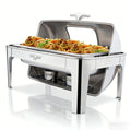 2026 9 QT Roll Top Rectangle Chafing Dish Set with Full Size Pan & Visible Window