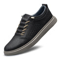 Men's Hollow Out Breathable Hole Cowhide Leather Low Top Sneakers - LAKD London