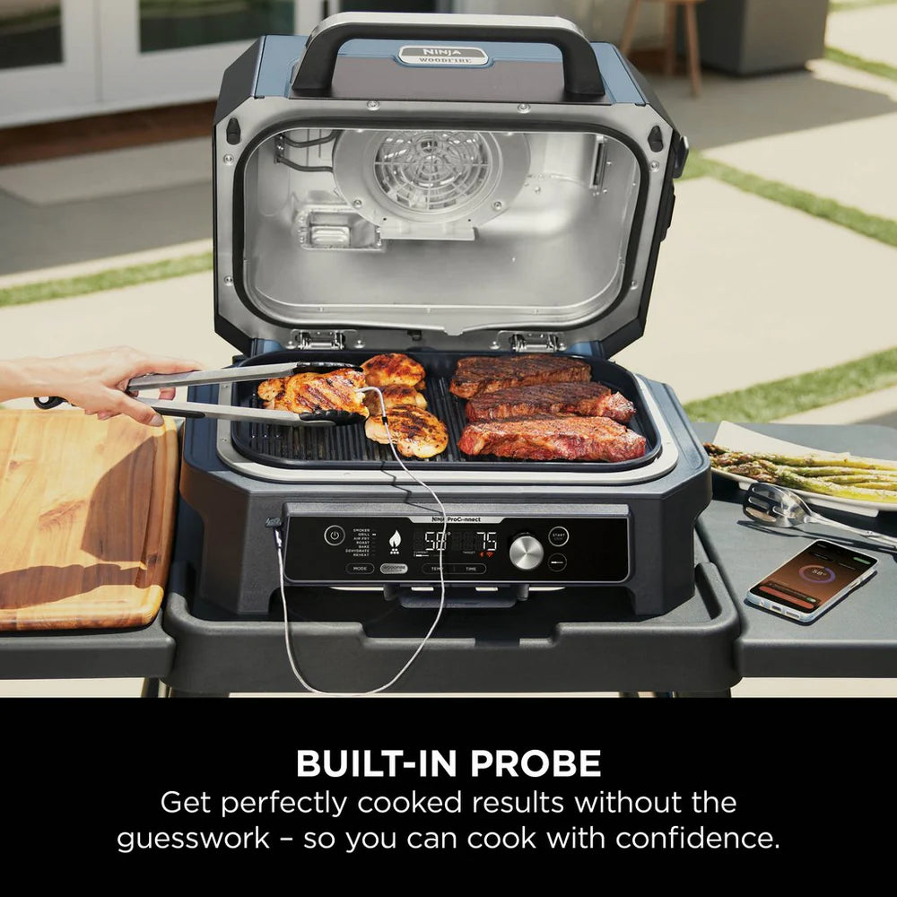 2026 2025 Ninja Woodfire Pro Connect XL Barbecue et Fumoir Électrique avec Support et Housse