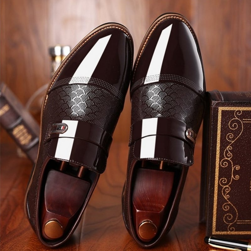 Chaussures habillées cuir verni à boucle habillé chic professionnel chaussures pour homme