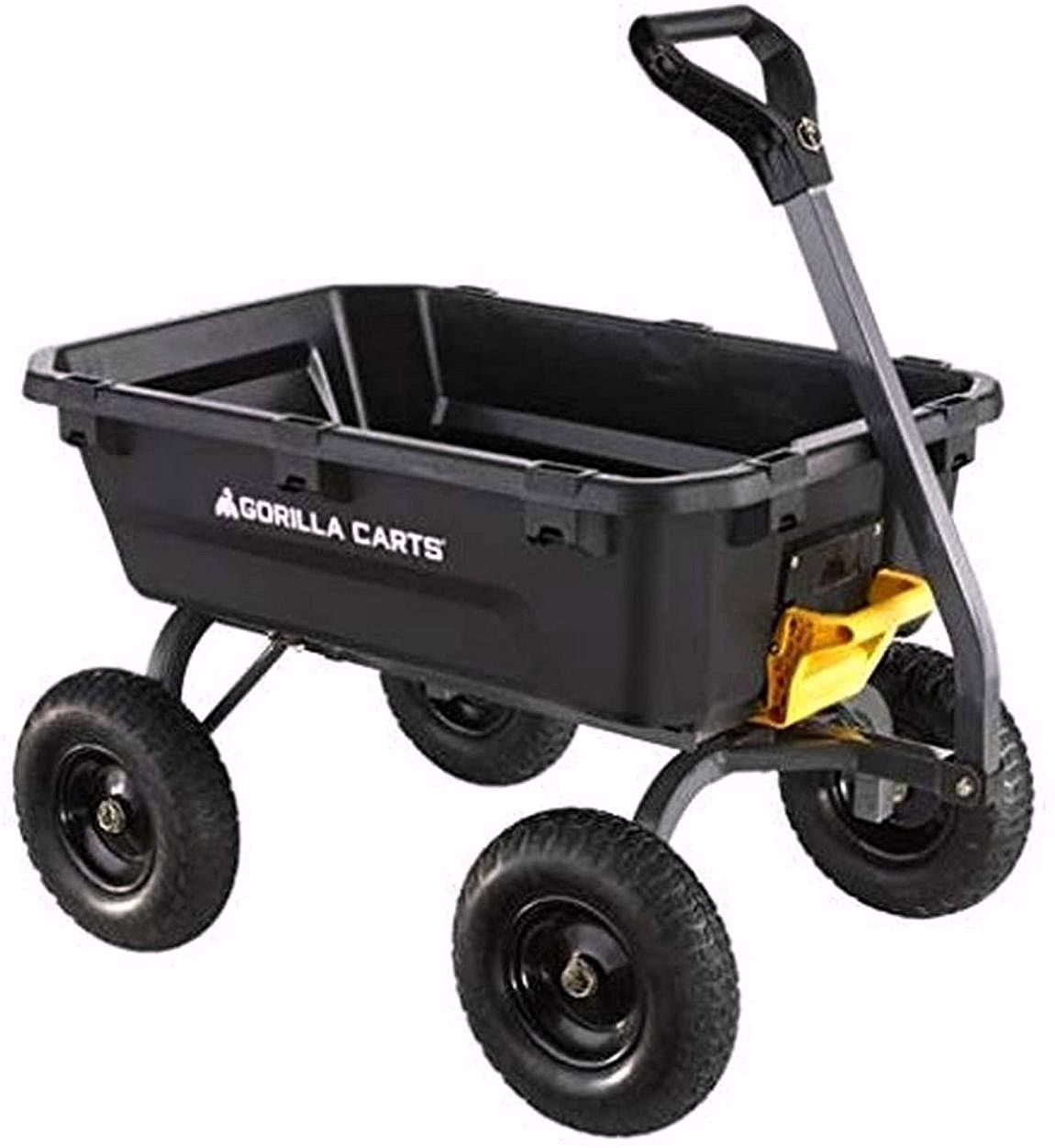2026 Chariot de jardin basculant robuste en polyéthylène – Capacité 7 pi³, noir