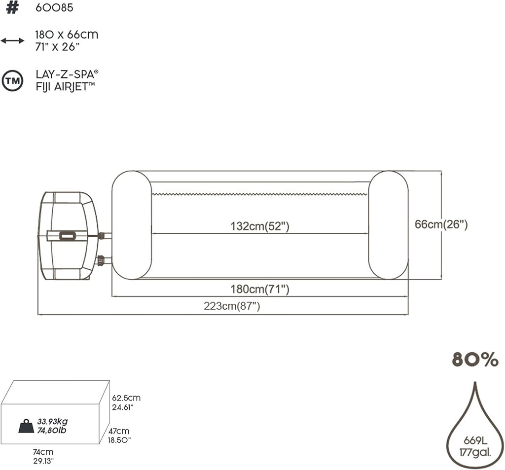 2026 Spa gonflable rond BESTWAY Lay-Z-Spa® Miami Airjet™ 2 - 4 personnes