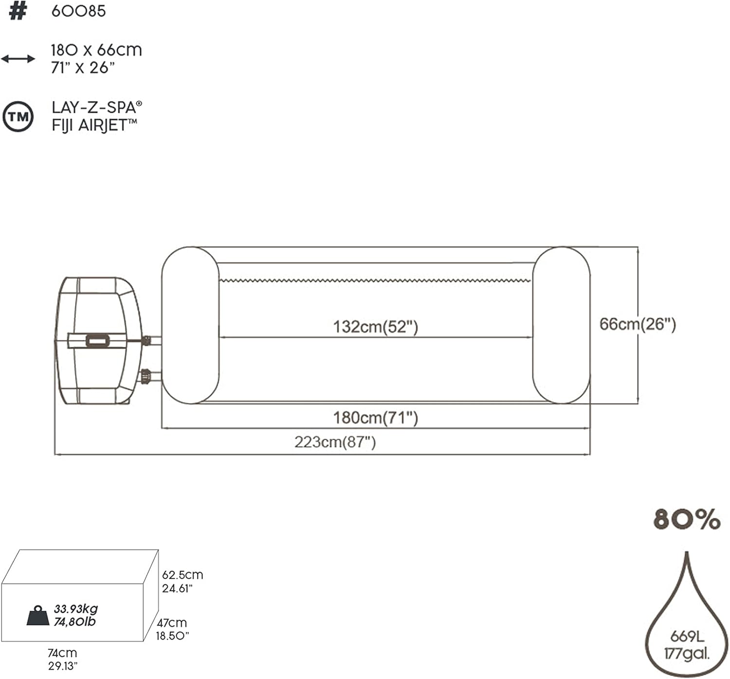 2026 Spa gonflable rond BESTWAY Lay-Z-Spa® Miami Airjet™ 2 - 4 personnes