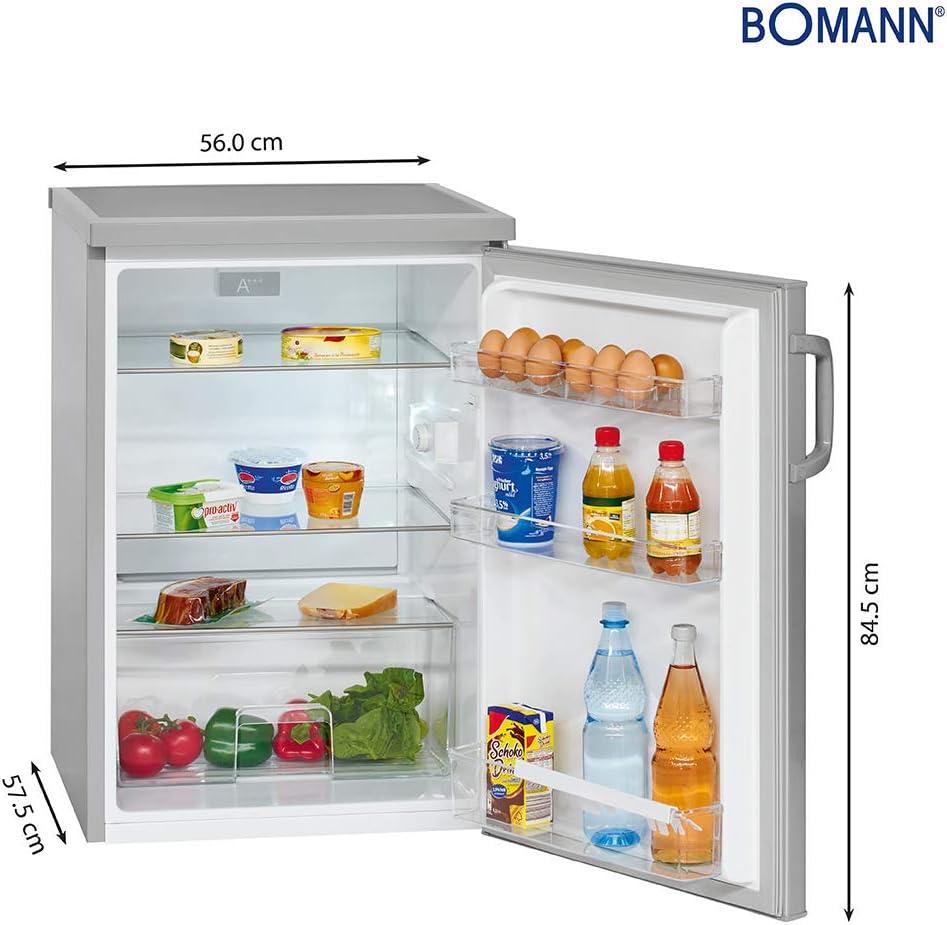 2026 Réfrigérateur 133L inox VS2195-1-inox, Capacité nette : 133 litres, Éclairage intérieur à DEL, Contrôle de la température en continu, 3 clayettes en verre