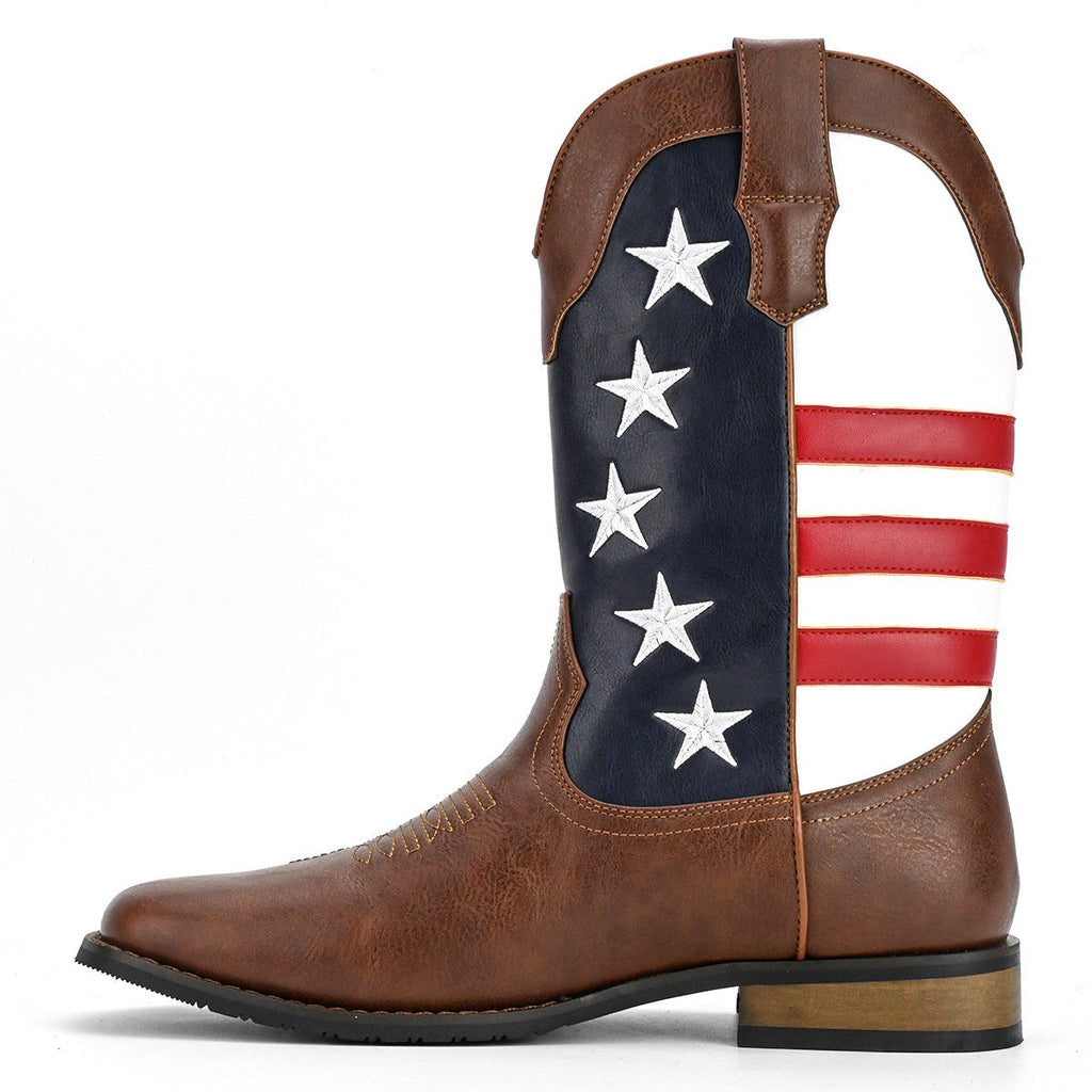 Men's Western Cowboy Boot - Thick Sole Square Heel Leather Shoes - LAKD London