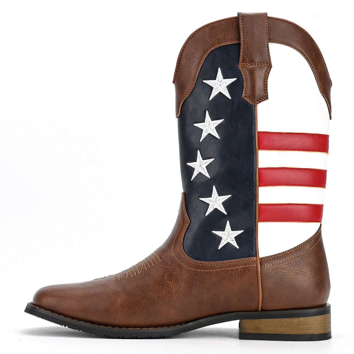 Men's Western Cowboy Boot - Thick Sole Square Heel Leather Shoes - LAKD London