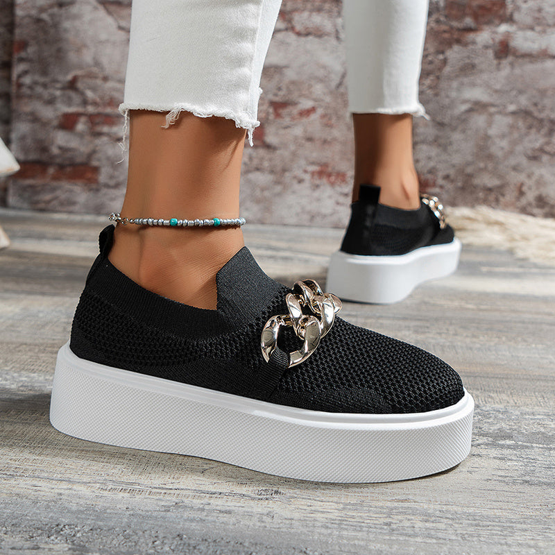 Ballerines respirant en maille chaîne confortable décontracté walking pour femme