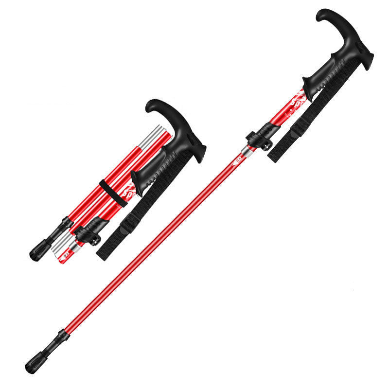 2026 Ultraleichter Aluminium-Wanderstock – Rot