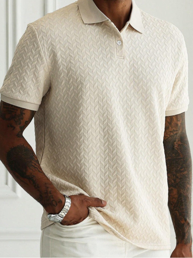 2026 Men's Classic Short Sleeve Button Collar Polo Shirt Smart Casual