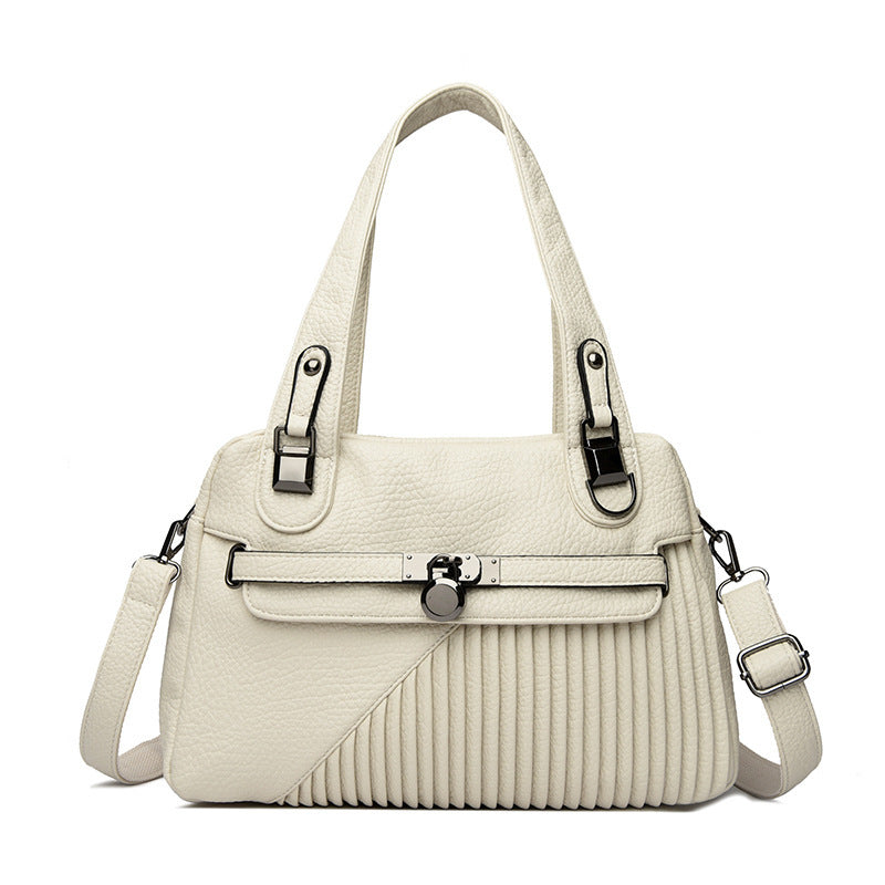 Sac bandoulière tendance grande capacité coutures carré PU pour femme
