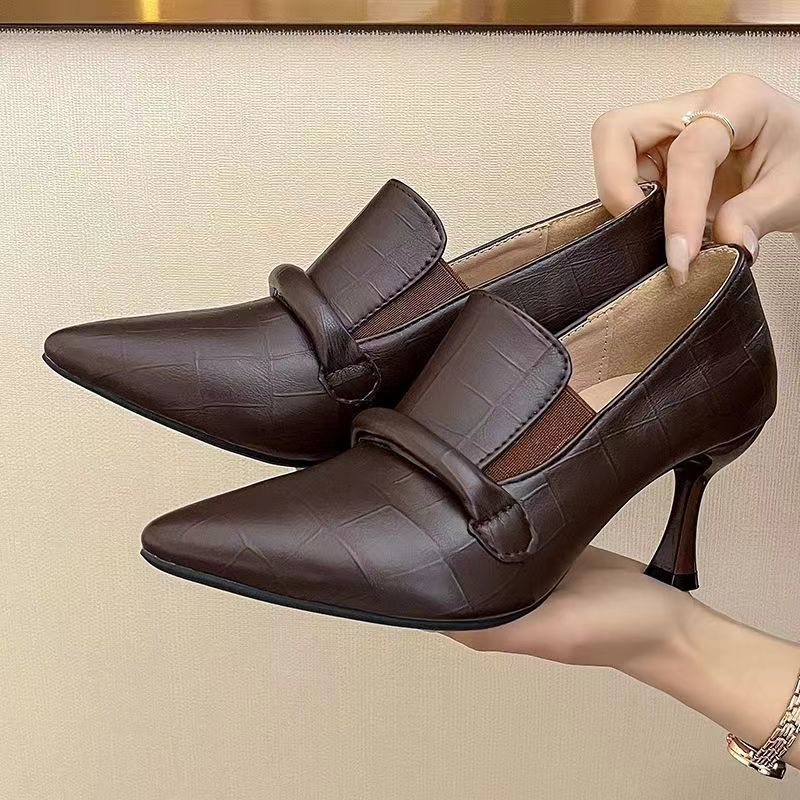 Escarpins en cuir souple pointu stiletto confortable été pour femme
