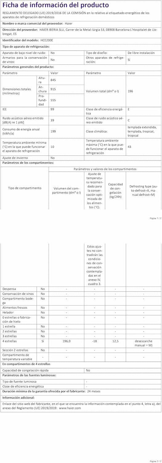 2026 HAIER Congélateur coffre HCE200E