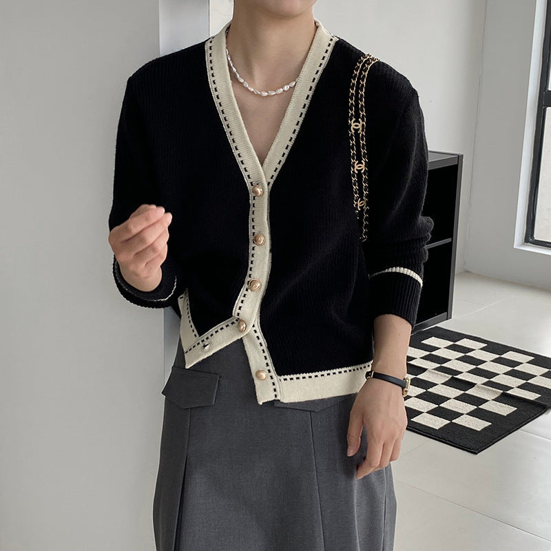 Pull ample col V tricoté slimming bedford cord pour femme
