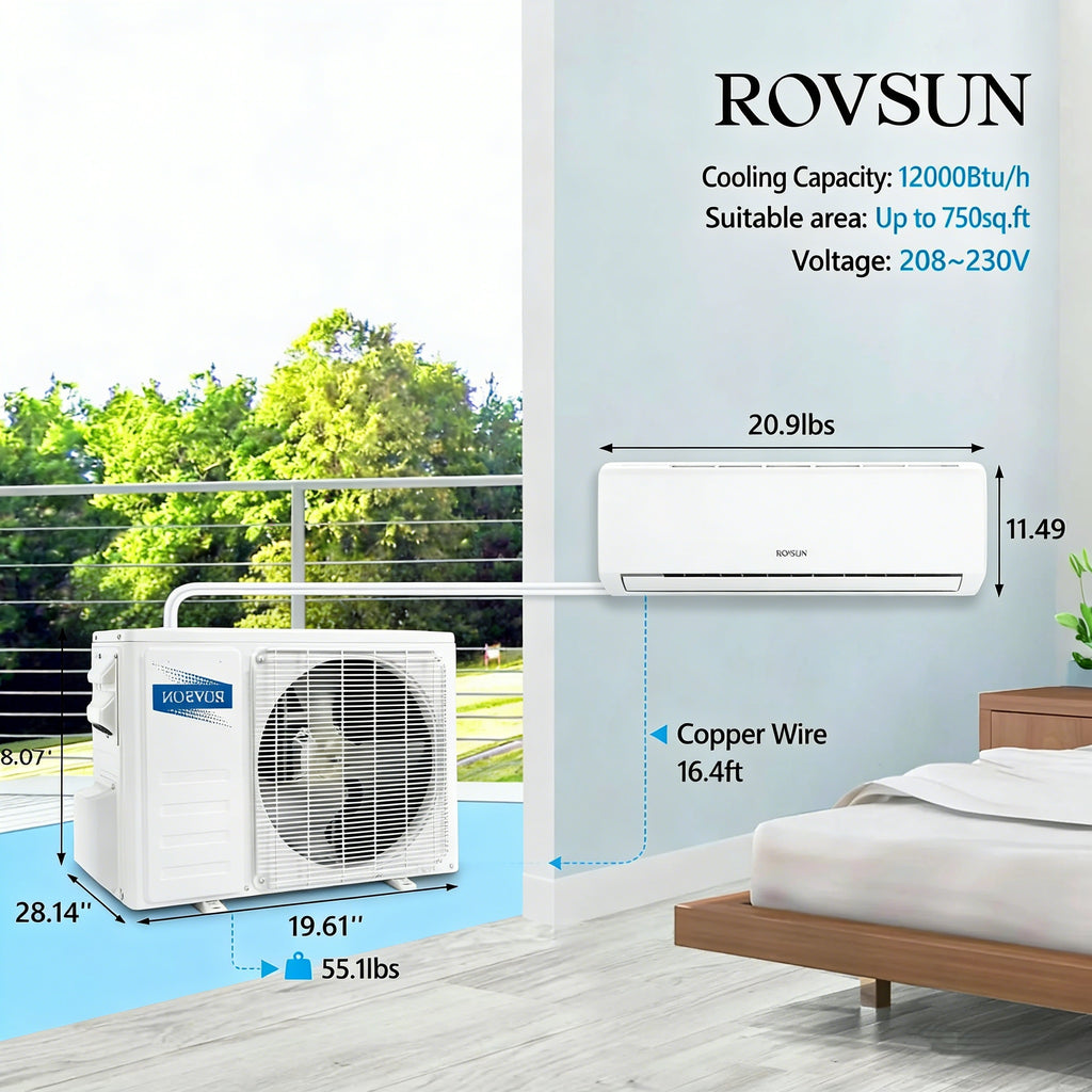 2026 12,000 BTU 21 SEER2 230V Mini Split Air Conditioner with Heat Pump Ductless Inverter & Install Kit