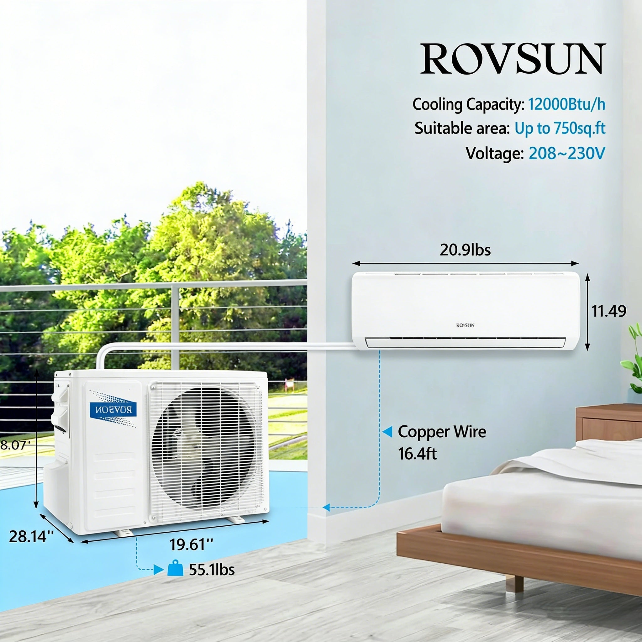 2026 12,000 BTU 21 SEER2 230V Mini Split Air Conditioner with Heat Pump Ductless Inverter & Install Kit