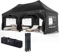 2026 Tonnelle de Jardin Extérieur 3x6m Barnum Pliant avec 6 Parois Amovibles et 6 Sacs de Sable Tente de Reception Imperméable et Anti-UV pour Camping Festival Mariage Sac de Transport Inclus Noir