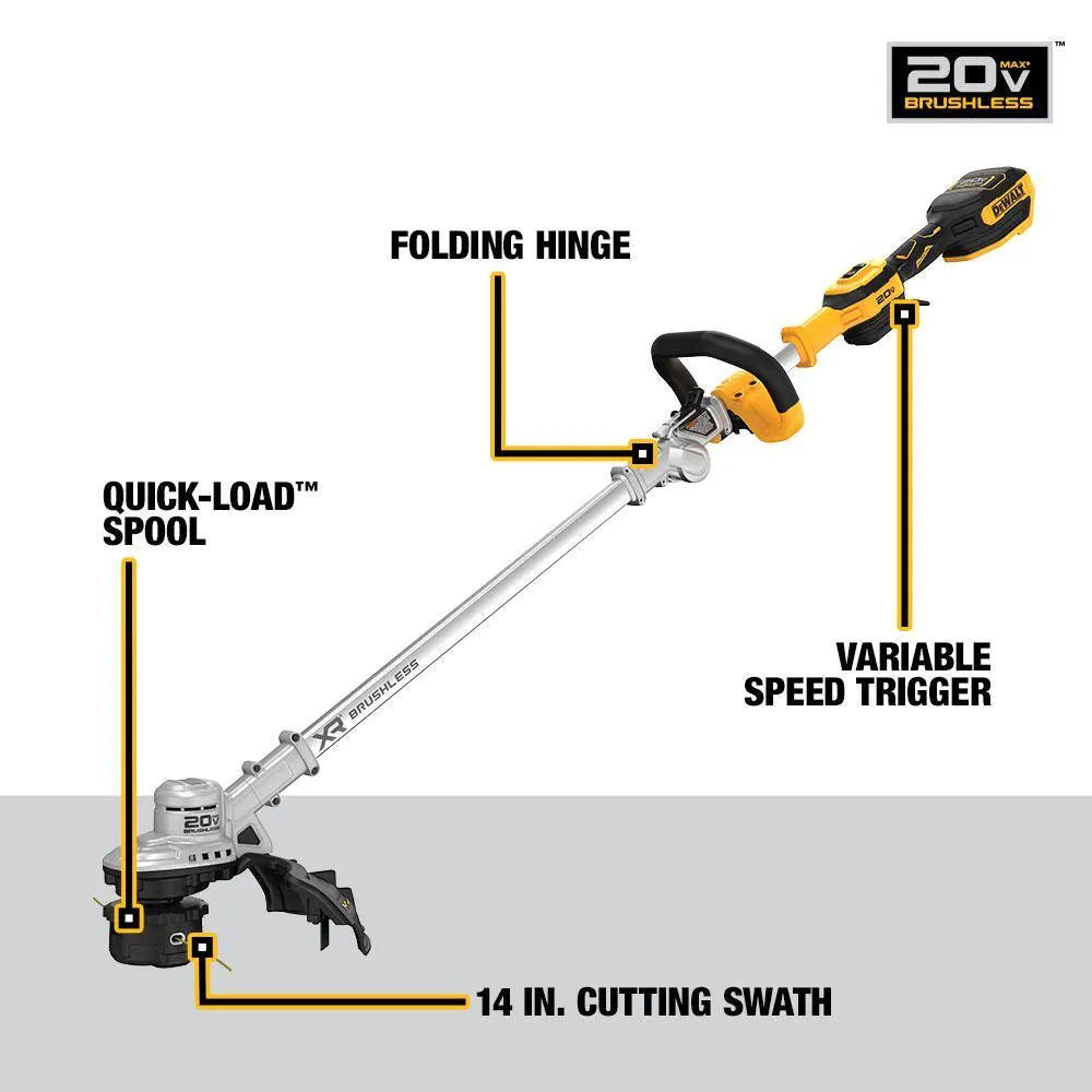 2026 2025 DEWALT DCST922P1 – Coupe-bordures sans fil 20V MAX, Moteur Sans Balais, Charnière Pliable, Édition Limitée
