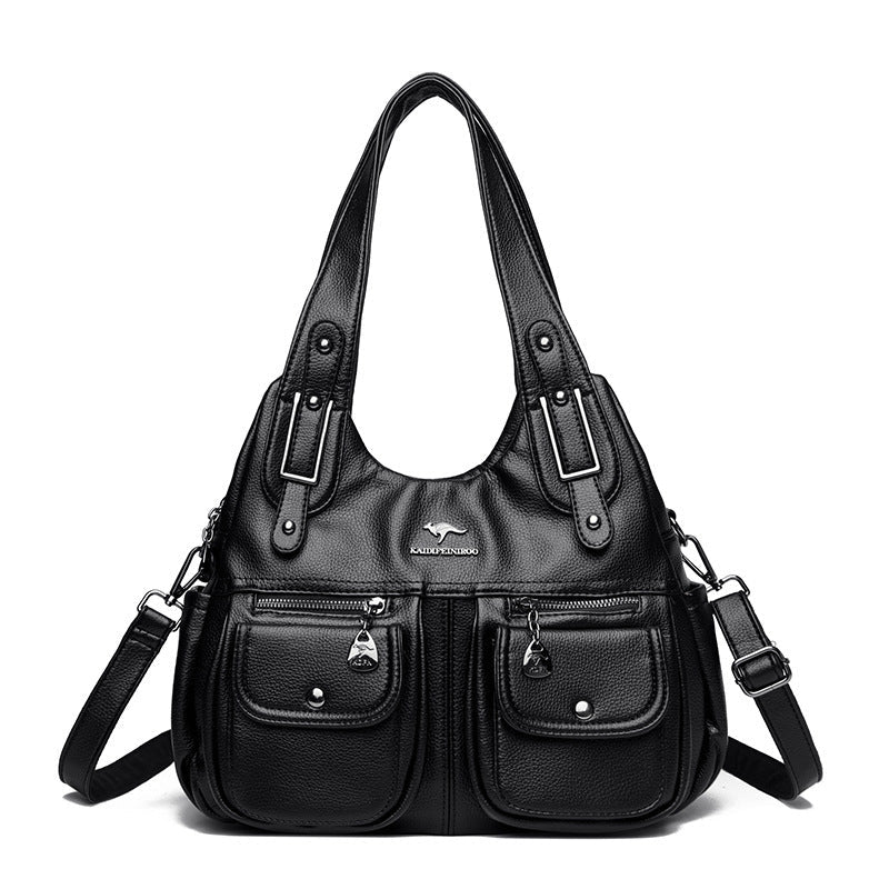 Sac à main grande capacité couleur unie pour femme