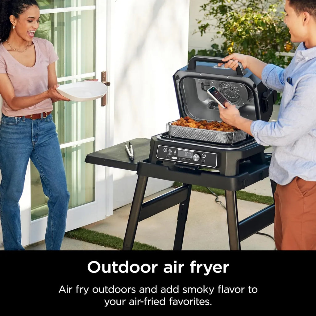 2026 Premium XL Outdoor-Grill & Smoker, Bluetooth, App-fähig, 7-in-1 Master Grill, BBQ-Smoker, Outdoor-Heißluftfritteuse, Woodfire-Technologie, 2 eingebaute Thermometer, Schwarz