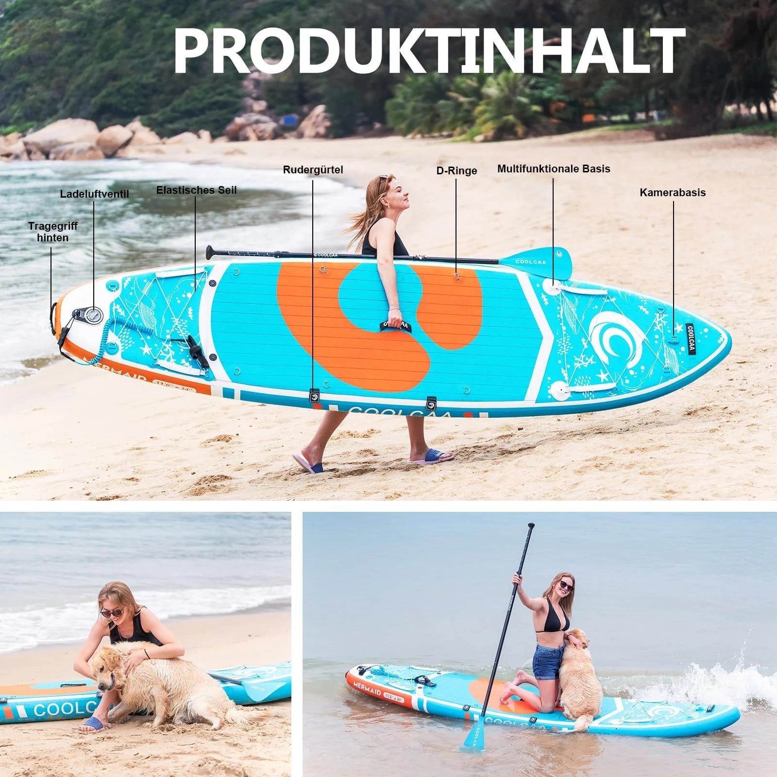 2026 COOLCAA 354cmx86cmx15cm Stand Up Paddling Board mit Premium SUP Zubehör, Tragkraft bis 210kg, SUP Board für Erwachsene und Jugendliche Aller Niveaus
