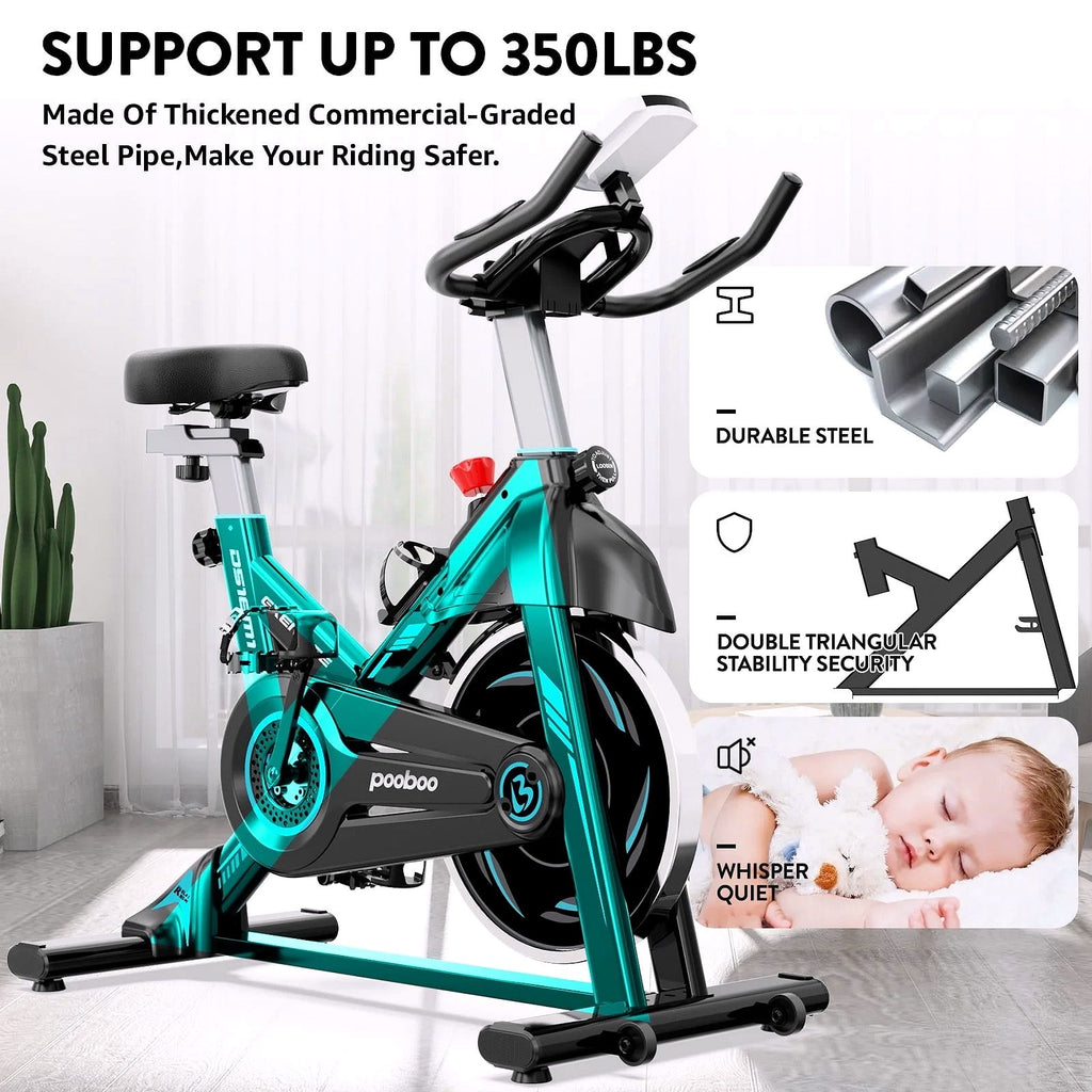 2026 Pooboo Vélo de cyclisme en intérieur – Vélo de spinning magnétique pour l’entraînement cardio à domicile