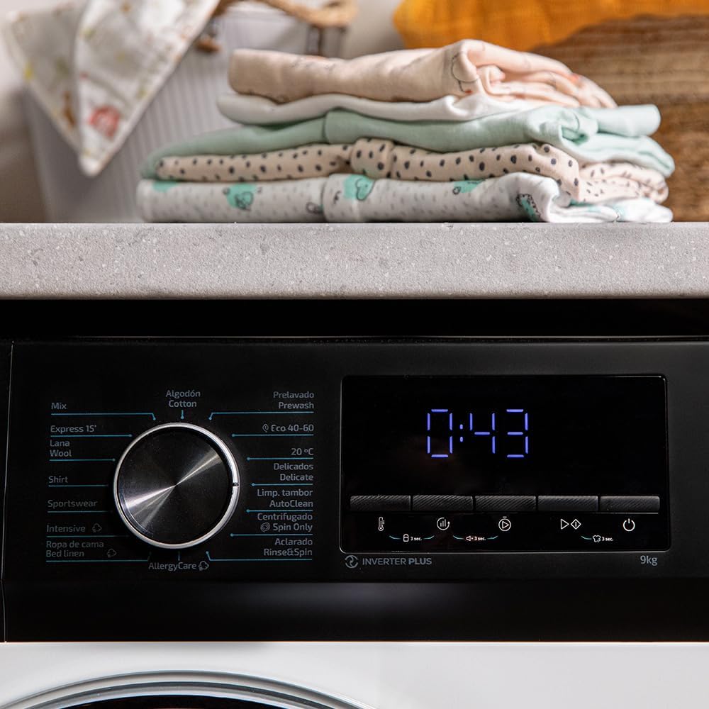 2026 Cecotec Bolero Dresscode 10500 Inverter Steel A. Lave-linge 10 kg Steel, 1400 tr/min, Moteur Inverter Plus, Vapeur, Classe A.