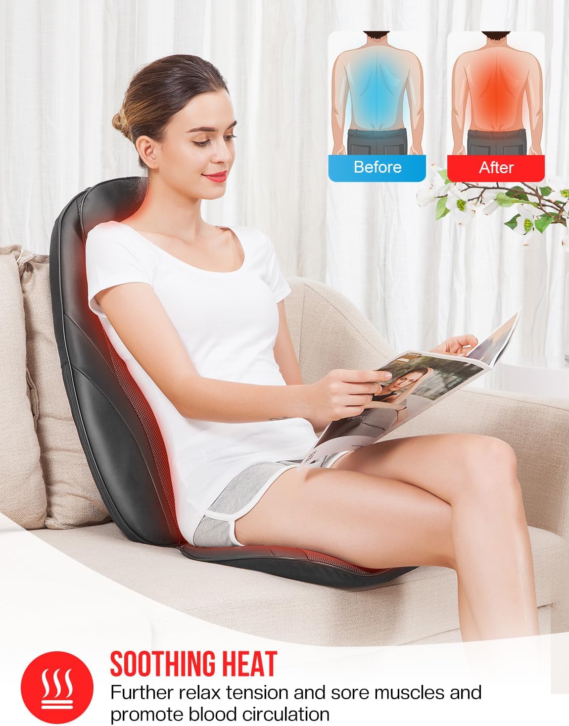 2026 2025 Coussin de Massage Shiatsu Snailax avec Chaleur – Coussin de Fauteuil Massant pour Dos, Massage Kneading pour Maison et Bureau