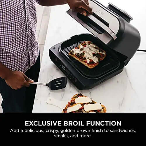 2026 2025 Ninja FG551 Foodi Smart XL Grill d’Intérieur 6-en-1 avec Friteuse à Air 4 Quart – Finition Acier Inoxydable