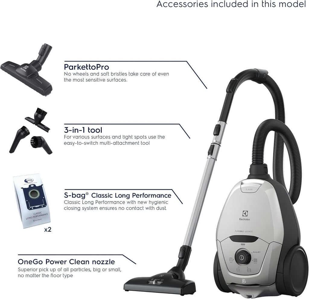 2026 2025 Electrolux PURE D8 PD82-4MG – Aspirateur Traîneau avec Sac, Silencieux 57 dB & Filtre Hygiène 12 Lavable – Édition Limitée Haute Performance