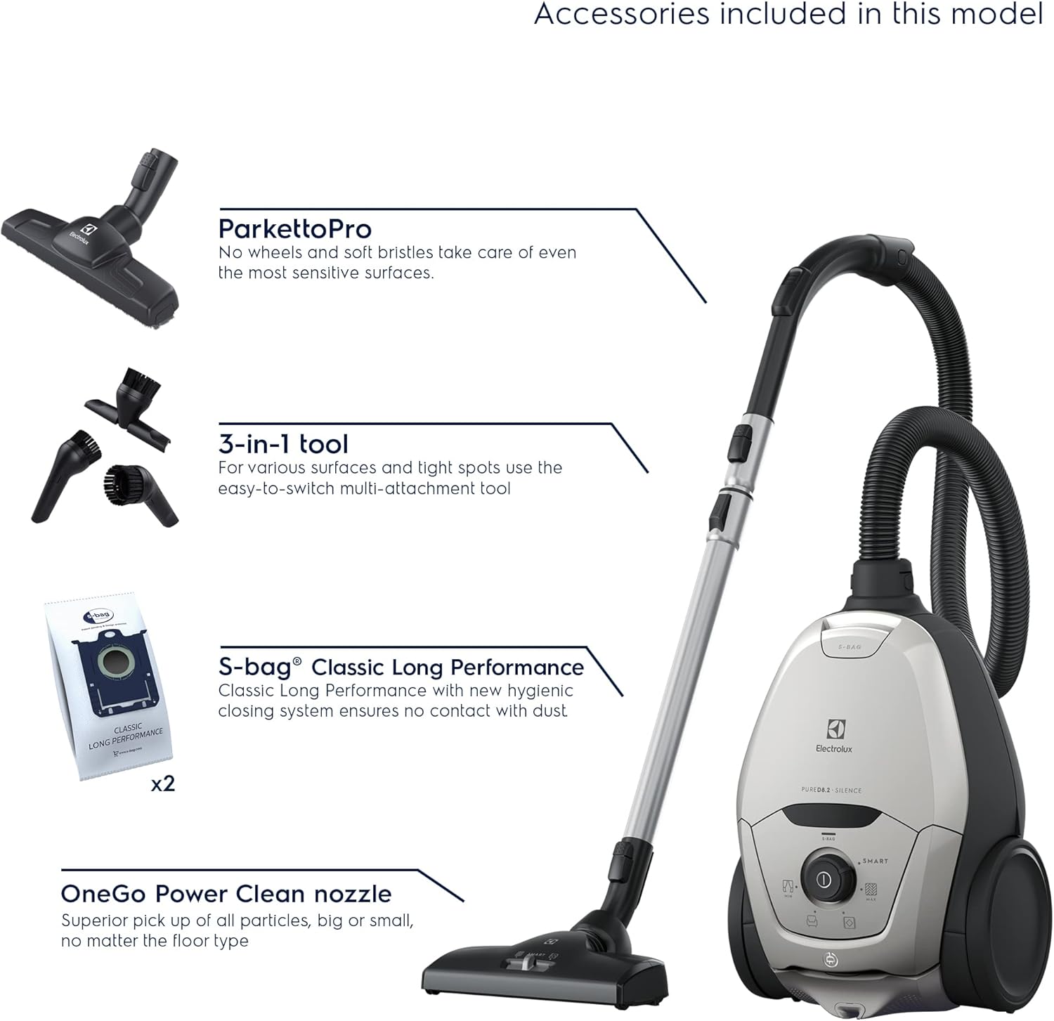 2026 2025 Electrolux PURE D8 PD82-4MG – Aspirateur Traîneau avec Sac, Silencieux 57 dB & Filtre Hygiène 12 Lavable – Édition Limitée Haute Performance