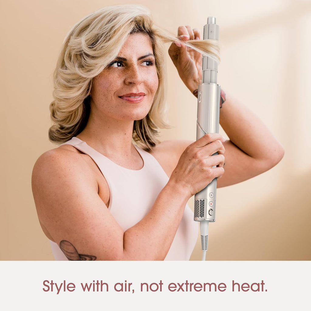 2026 2025 Système de coiffage et de séchage Shark HD430 FlexStyle, sèche-cheveux brosse puissant et multi-styler avec boucleurs Auto-Wrap, brosse plate, brosse ovale et embout concentrateur, coloris Stone