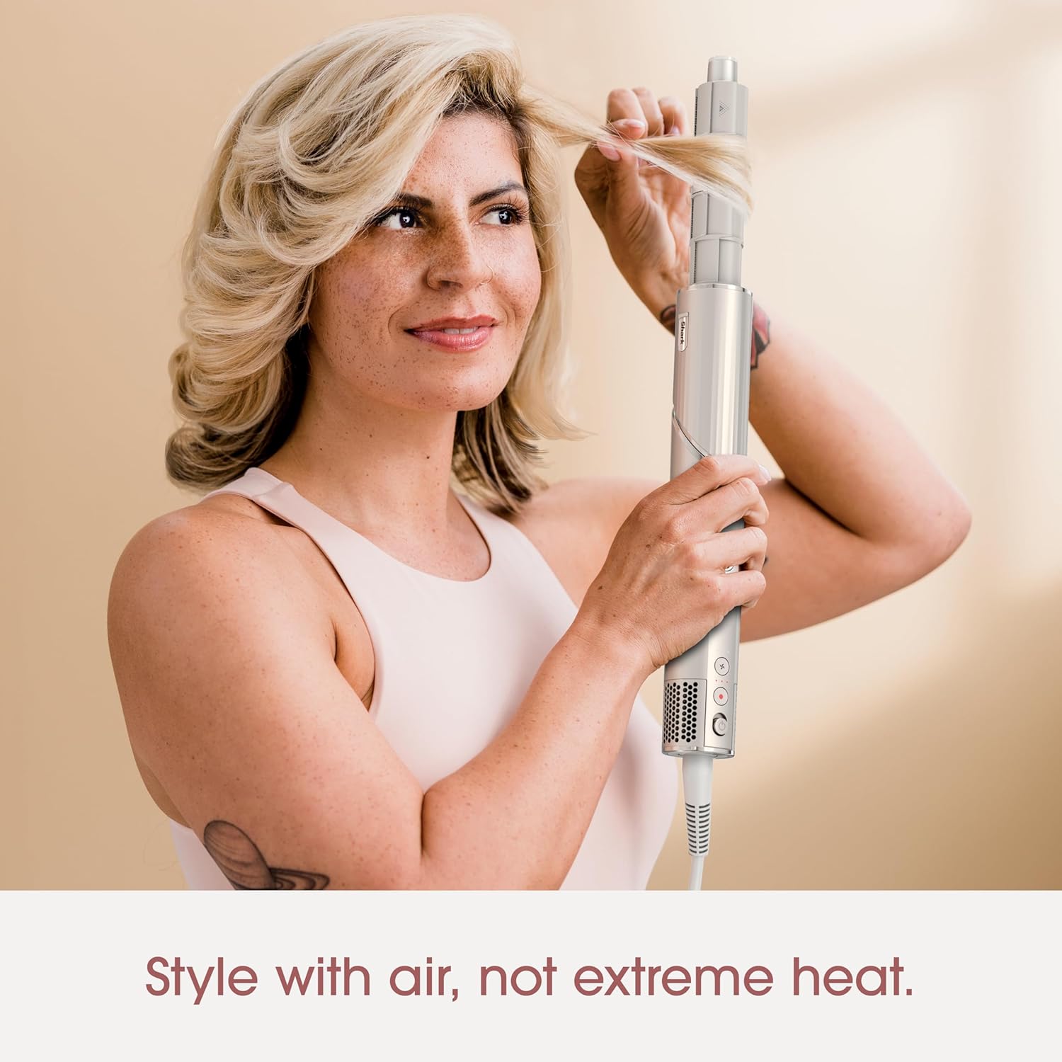 2026 2025 Système de coiffage et de séchage Shark HD430 FlexStyle, sèche-cheveux brosse puissant et multi-styler avec boucleurs Auto-Wrap, brosse plate, brosse ovale et embout concentrateur, coloris Stone