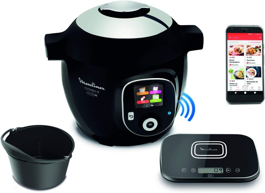 2026 Connect Multicuiseur Intelligent Haute Pression Balance et Moule Inclus 6L 200 Recettes 6 Modes de Cuisson Guide Pas à Pas Application Mon Cookeo CE859800, 6 liters, Noir
