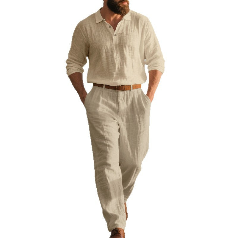 Pantalon en lin deux pièces été décontracté confortable pour homme
