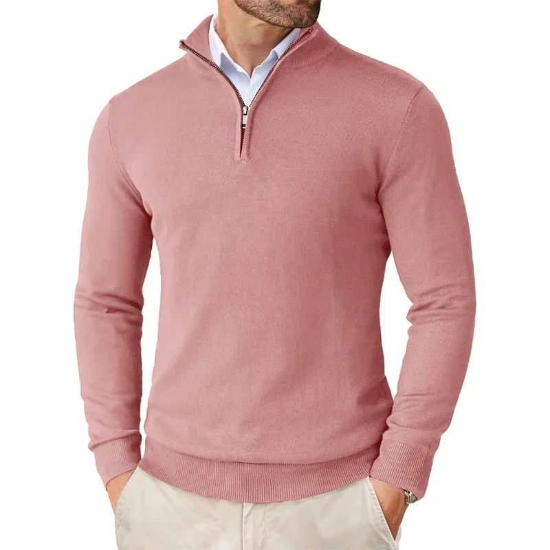 Polo zippé ultra-fin léger manches longues décontracté pour homme