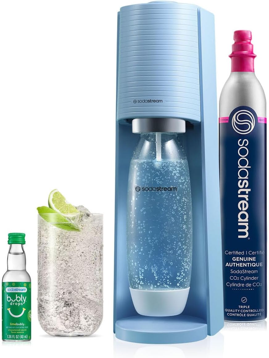2026 2025 SodaStream Terra Machine à Eau Pétillante Bundle (Noir), avec CO2, Bouteilles Compatibles Lave-Vaisselle et Arômes Bubly Drops
