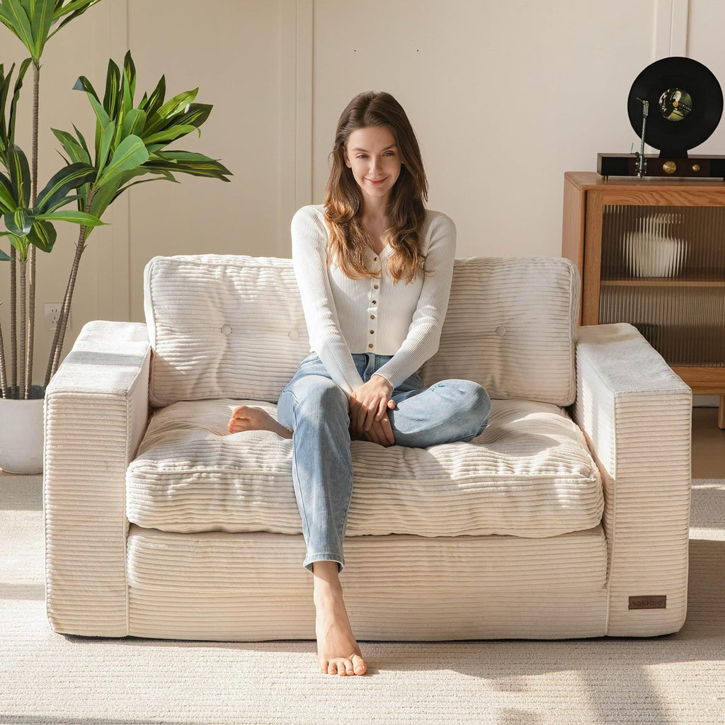 2026 MAXYOYO Canapé-lit Convertible, Matelas Pliable Adulte Convertible Canapé-lit avec 2 Oreillers, Lit d'Appoint Surface de Couchage 101x196CM, Canapé pour Salon, Chambre à Coucher