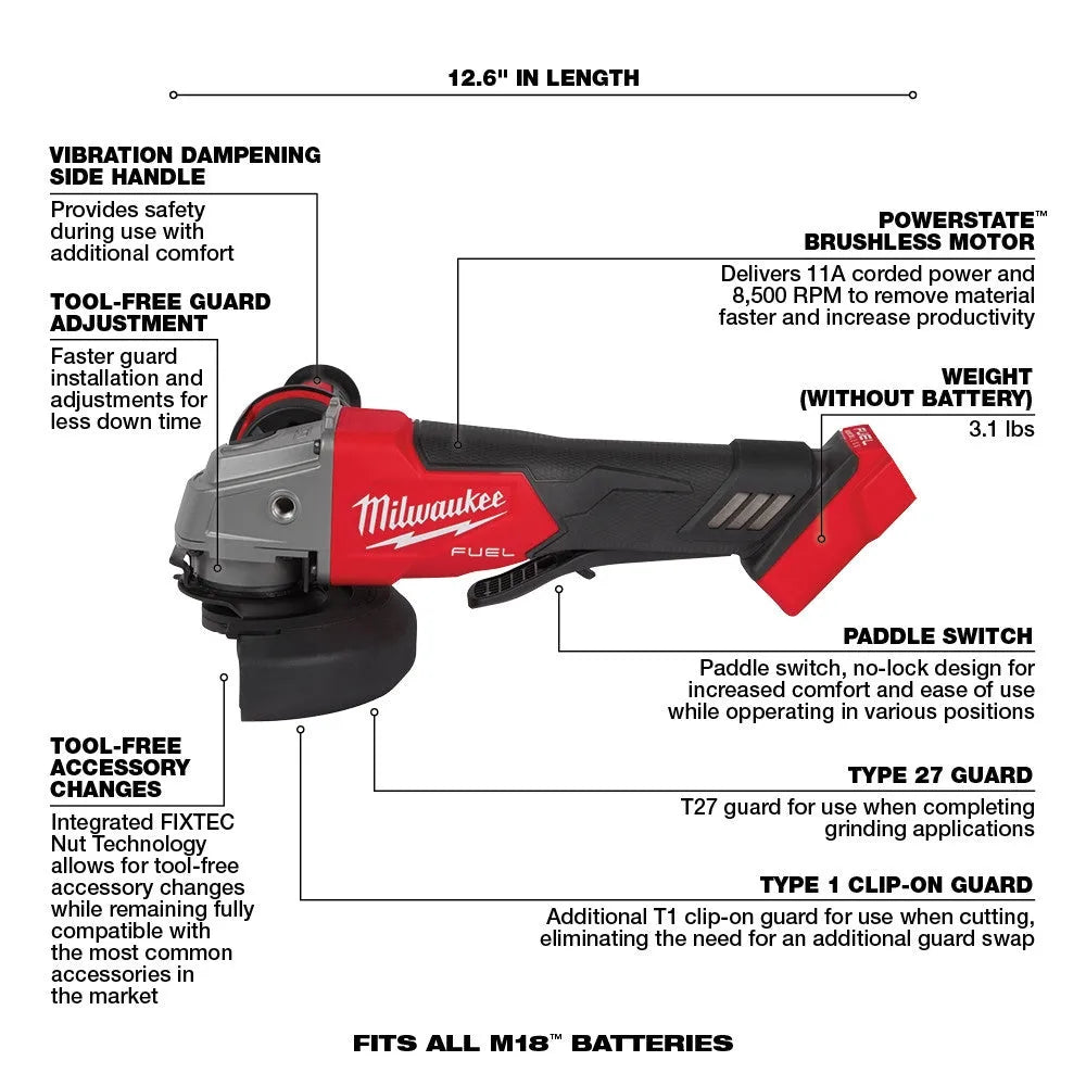 2026 2025 M18 FUEL 18V Akku-Kit Combo mit 7 Werkzeugen und 5,0 Ah Lithium-Ionen-Akku ohne Bürstenmotor