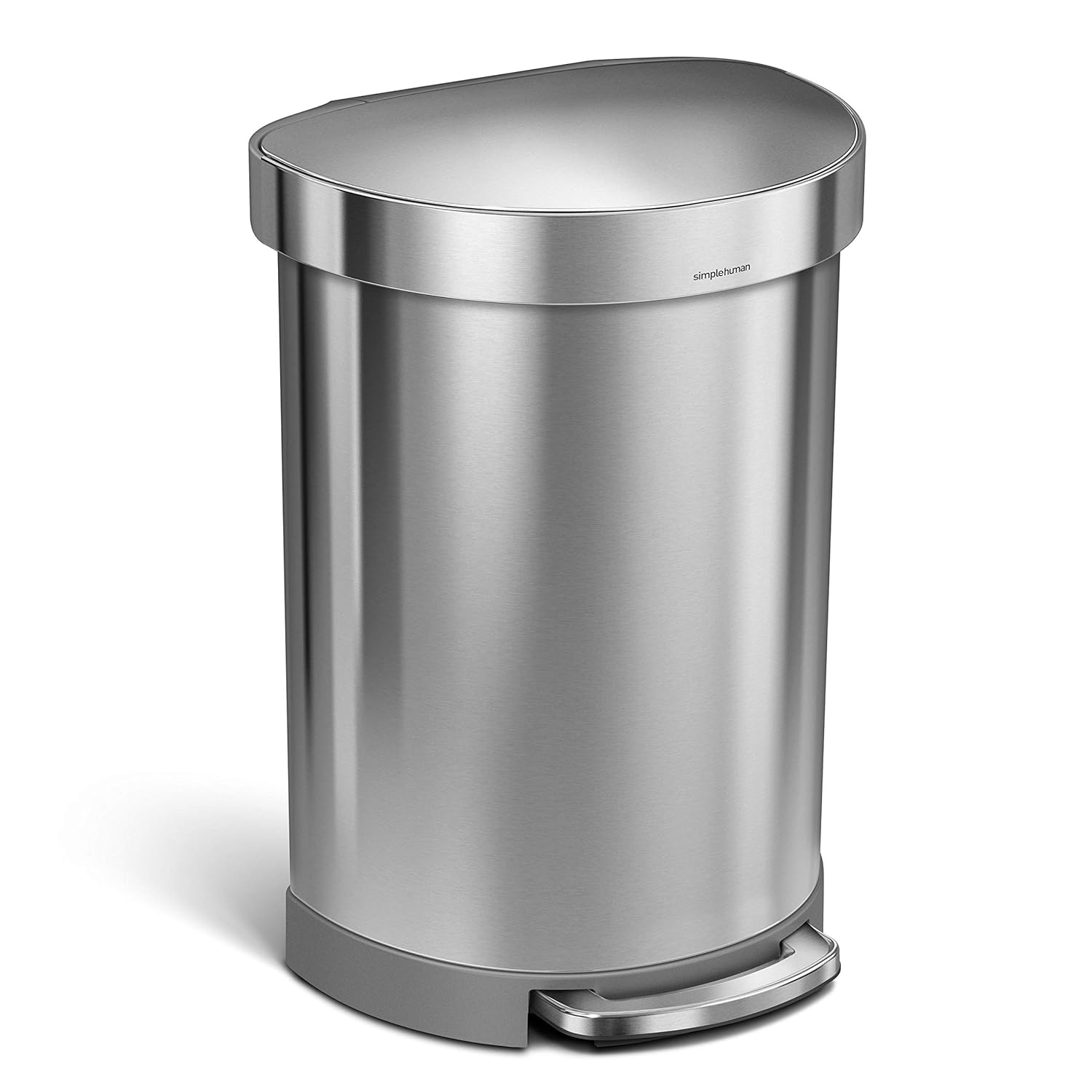 2026 2025 Simplehuman Poubelle de Cuisine Semi-Ronde à Ouverture au Pied 60 Litres avec Couvercle à Fermeture Douce, Acier Inoxydable Brossé