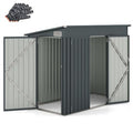 2026 Abri de Jardin Extérieur Abri à Outils de Jardin avec 2 Portes Design Incliné Aérations Cadre en Métal Galvanisé 235x117x185cm Gris Foncé