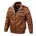 Veste rétro motard en cuir élégant zippé poche pour homme