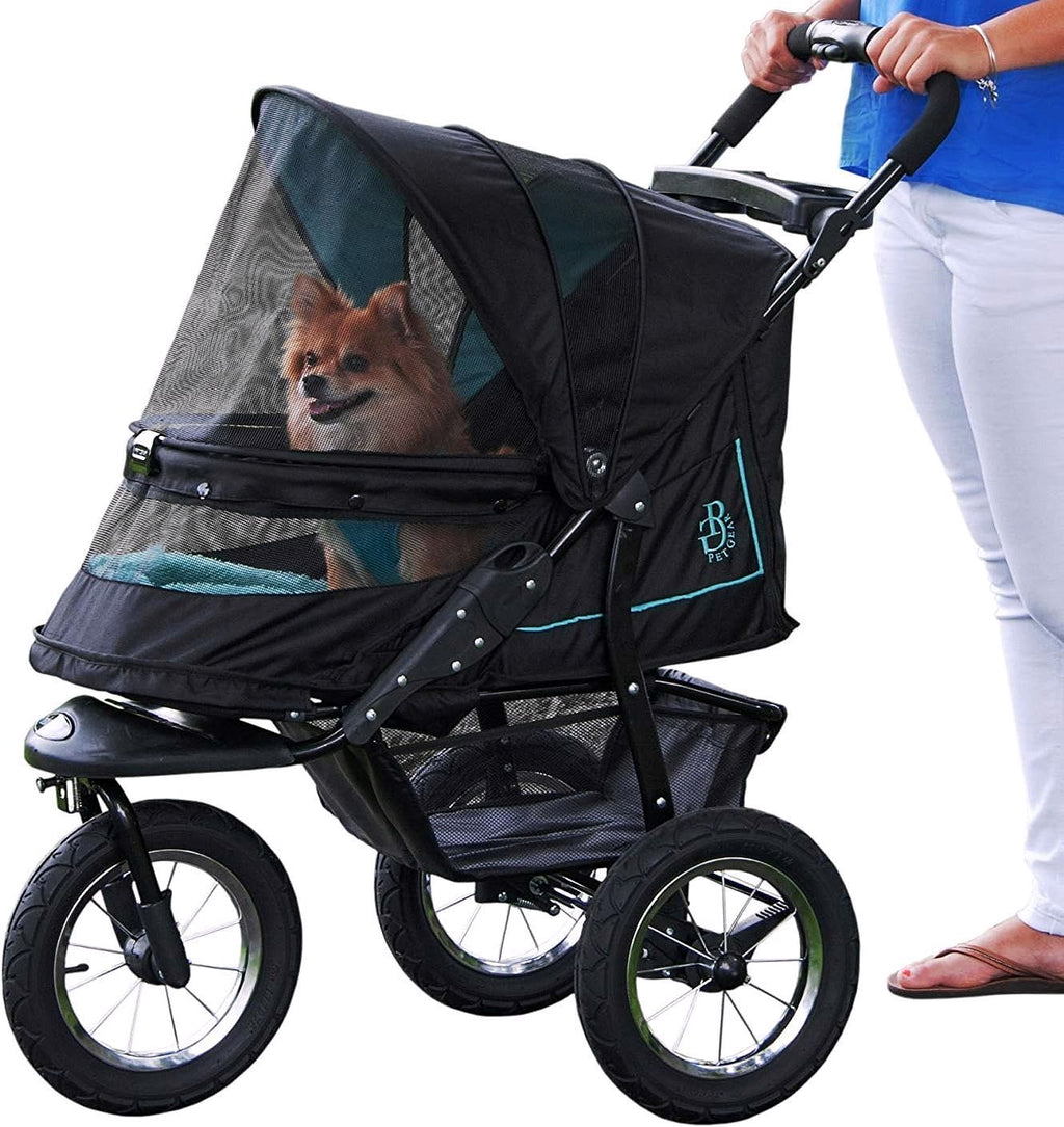 2026 Poussette pour animaux No-Zip NV pour chats et chiens Entrée sans fermeture éclair · Pliage à une main · Roues remplies de gel · Coussin en peluche & protection contre les intempéries inclus · 3 coloris