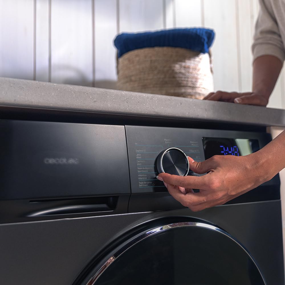 2026 Cecotec Bolero Dresscode 10500 Inverter Steel A. Lave-linge 10 kg Steel, 1400 tr/min, Moteur Inverter Plus, Vapeur, Classe A.