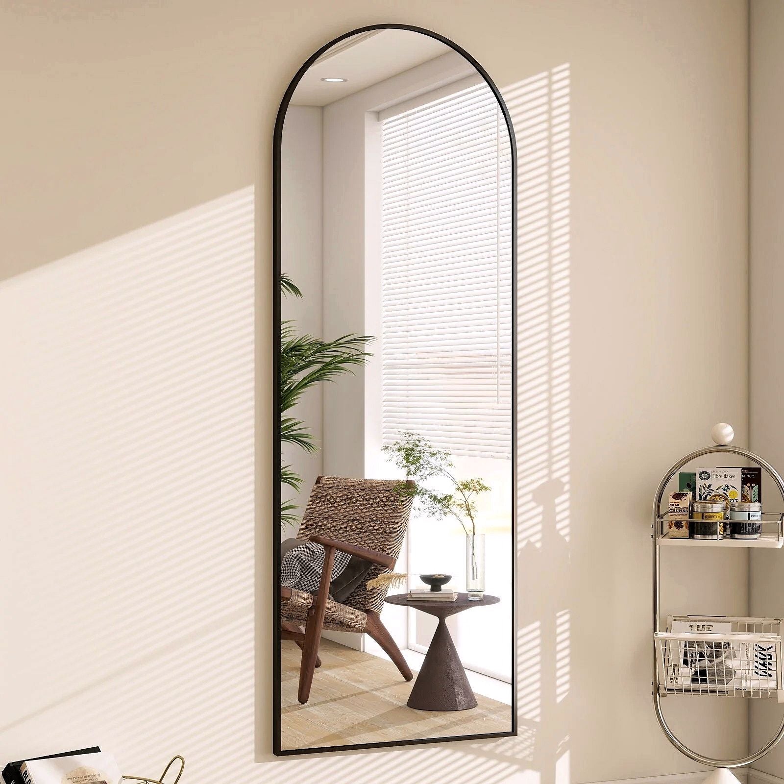 2026 Miroir sur pied au design arc métallique – Miroir de corps entier à monter au sol ou au mur