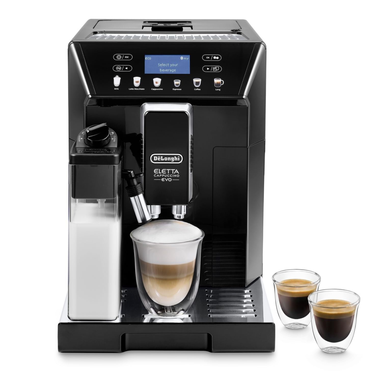 2026 De'Longhi Eletta Evo Machine a Café Grain ECAM46.860.B, Machine Expresso et Cappuccino, Ecran LCD Tactile, Noir