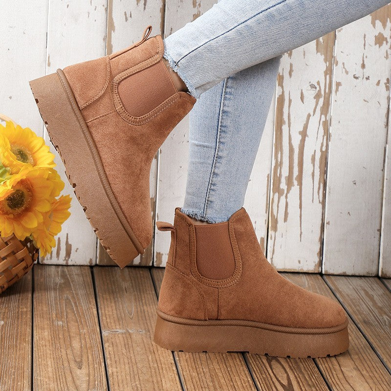 Bottines épais plateforme cheville doublure peluche hiver pour femme