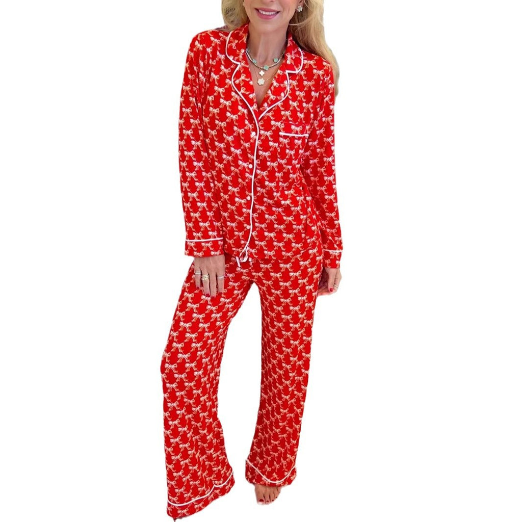 Ensemble automne fleuri confortable deux pièces pyjama homewear décontracté pour femme