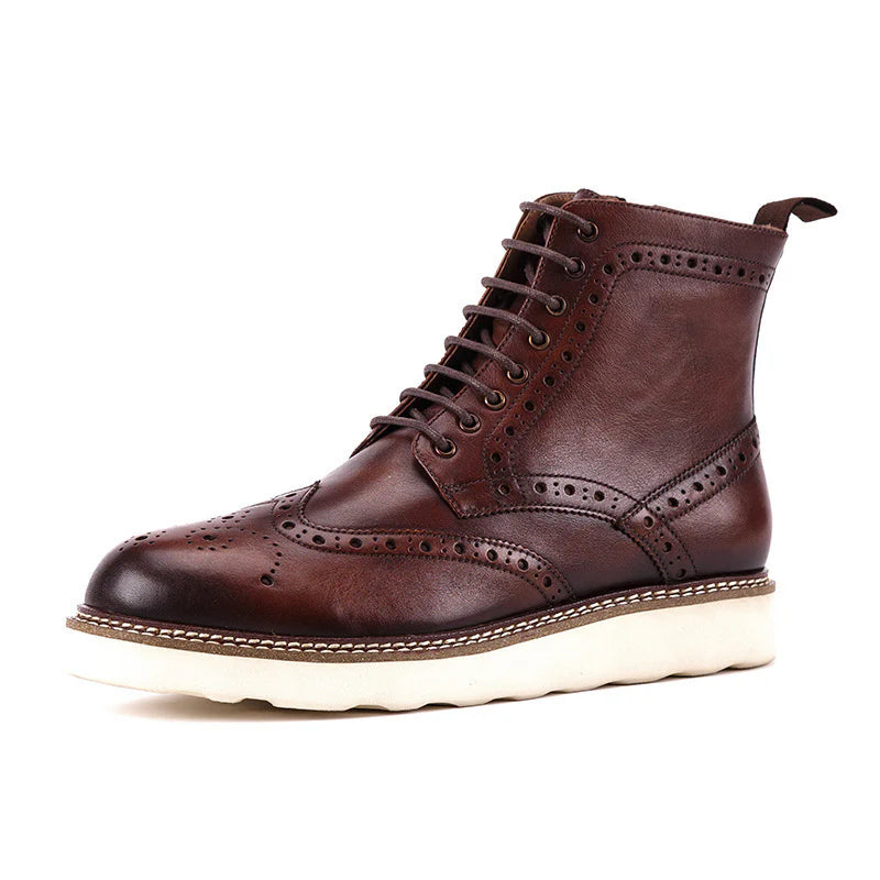 2026 Men's British Style Cowhide Retro Genuine Leather Martin Boots